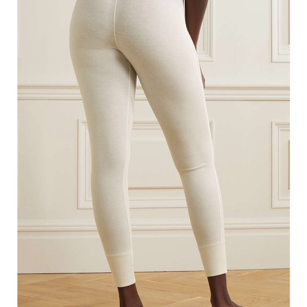 SKIMS Cream Cotton Ribbed Leggings - Picture 3 of 5